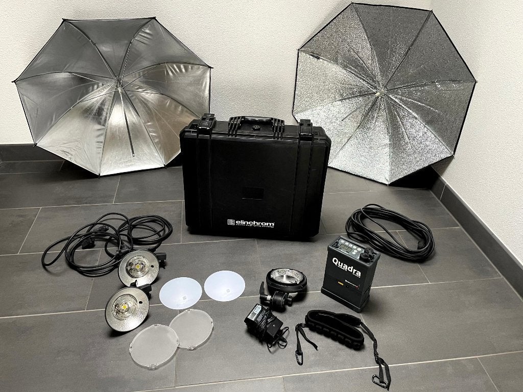 Elinchrom Quadra Ranger Hybrid flitsset met accessoires, Lamp of Flitsset, Gebruikt, Elinchrom, Dimbaar