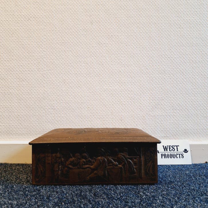 Antiek Metalen Koekblik (22 x 13 x 8 cm)