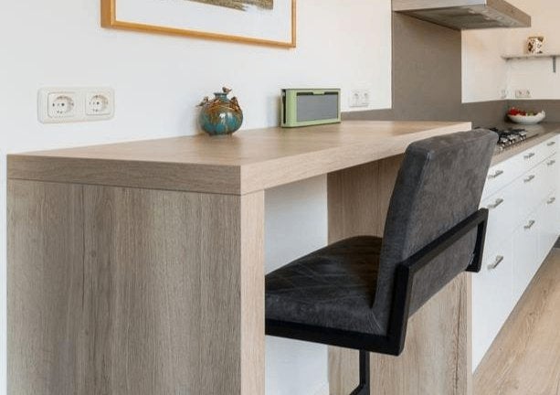 Stevige houten bartafel ‘Harvey’ – eiken look, Ophalen, Gebruikt