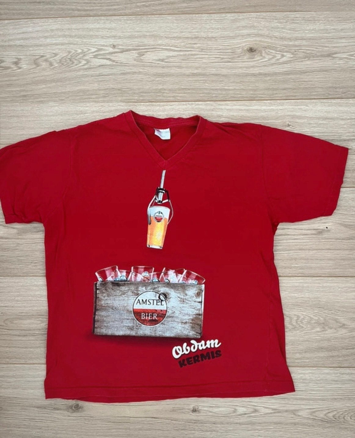 Amstel Bier Obdam Kermis T-shirt - One Size, Ophalen of Verzenden, Gedragen, Overige maten, Rood