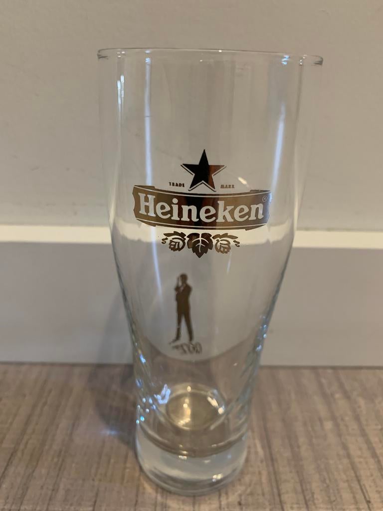 Heineken bierglas James Bond, Ophalen of Verzenden, Zo goed als nieuw, Glas of Glazen, Heineken