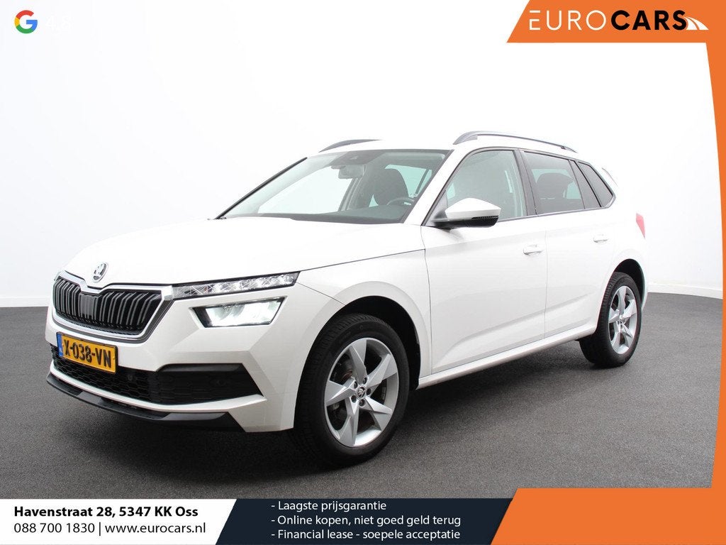 Skoda Kamiq 1.0 TSI Sport Business Climate control Cruise co, Auto's, Skoda, Gebruikt, Euro 6, Parkeersensor, Wit