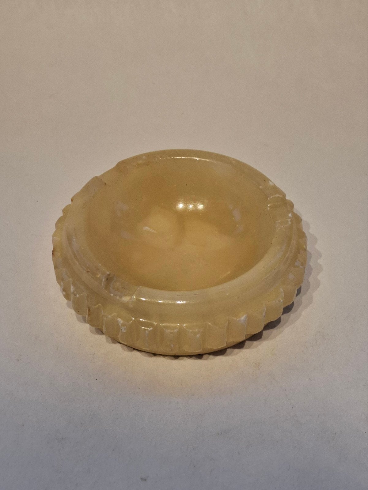 Mooie oude Vintage Albasten Asbak, Ophalen of Verzenden, Gebruikt, Rond, Hout