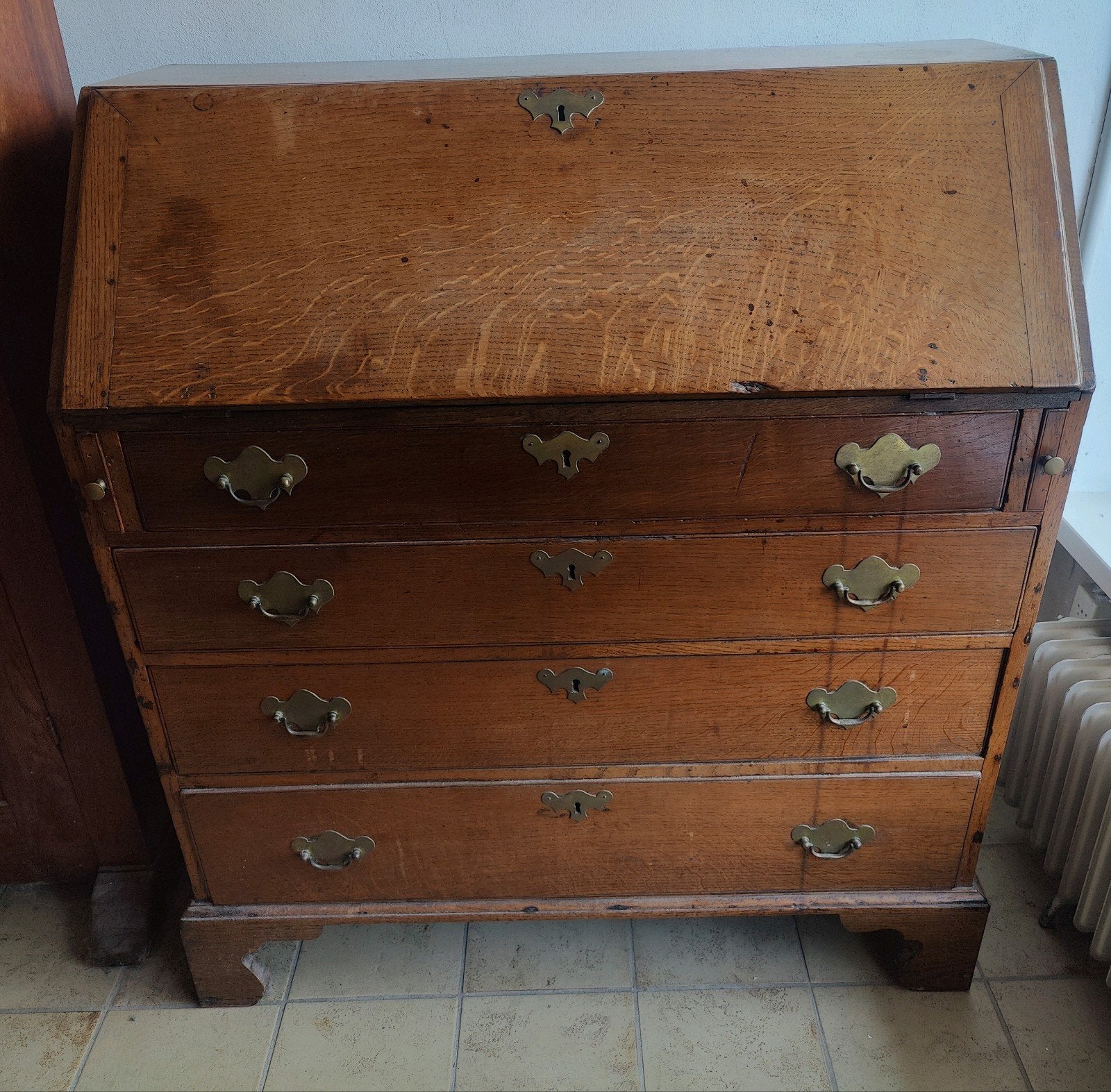 Engels 19e-eeuwse engelse secretaire, eikenhout, Huis en Inrichting, Ophalen, Gebruikt, Engels