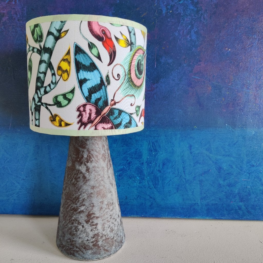 Studio Art Pottery lamp - jaren zestig - turquoise - vlinder, Meerkleurig, Handgemaakt, Steen/keramiek, Lamp