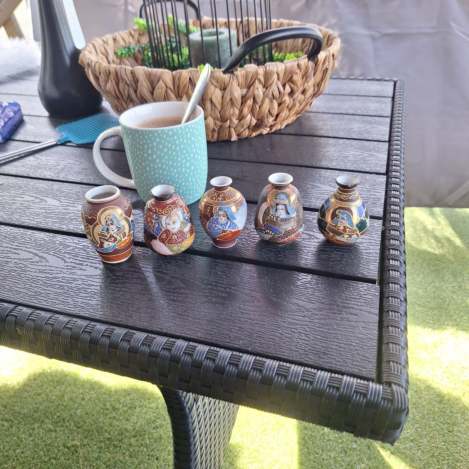 Set van 5 Japanse Satsuma-stijl miniatuurvazen, Antiek en Kunst, Ophalen of Verzenden
