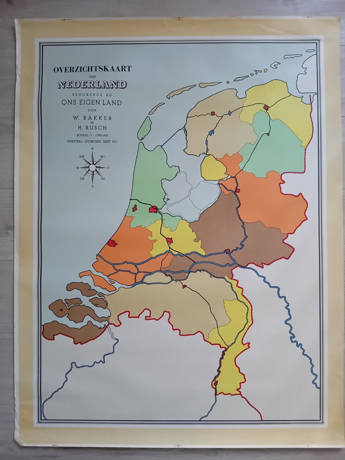 Schoolplaat landkaart Nederland, Ophalen of Verzenden, Aardrijkskunde