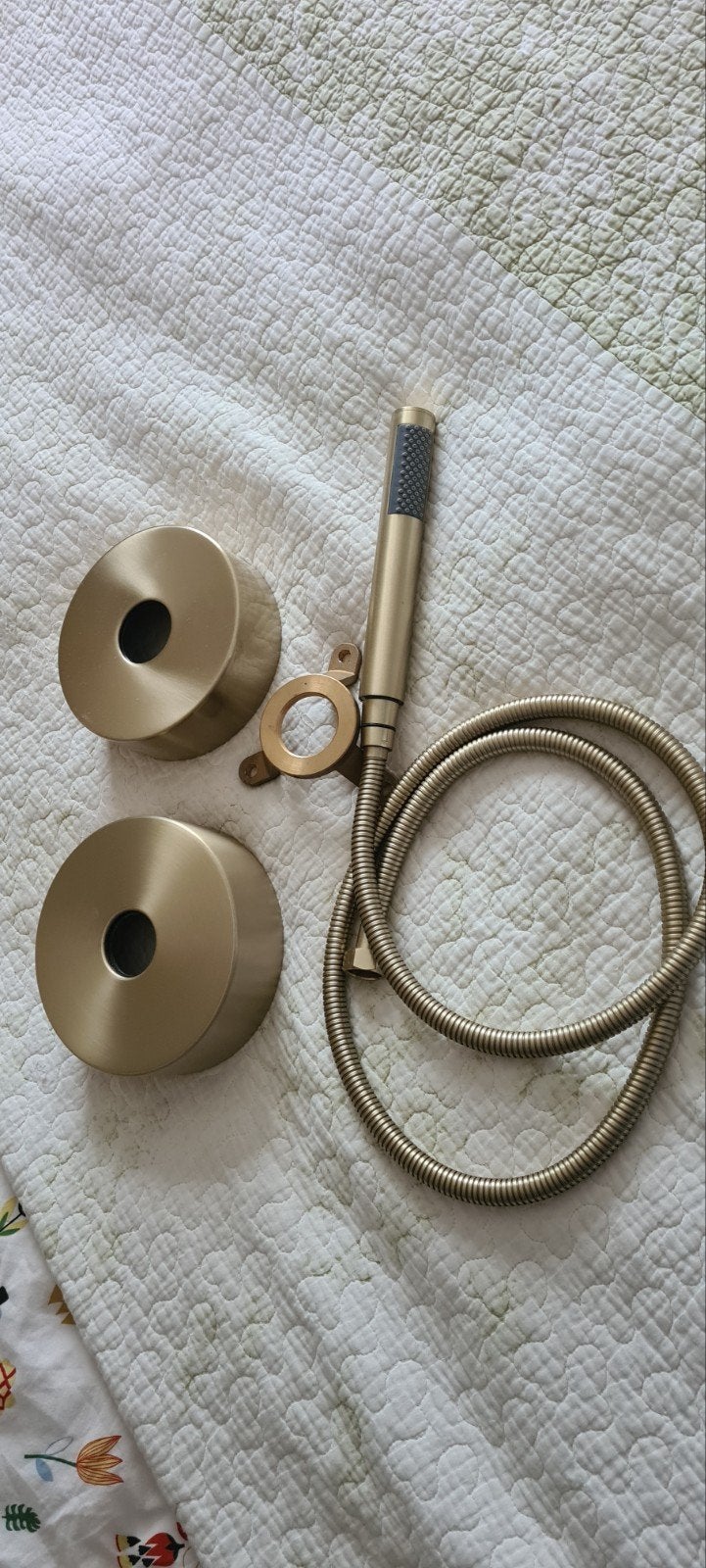 Gouden vrijstaande doucheset stukken (slang, voet rozet)), Ophalen of Verzenden, Nieuw, Koper, Douche