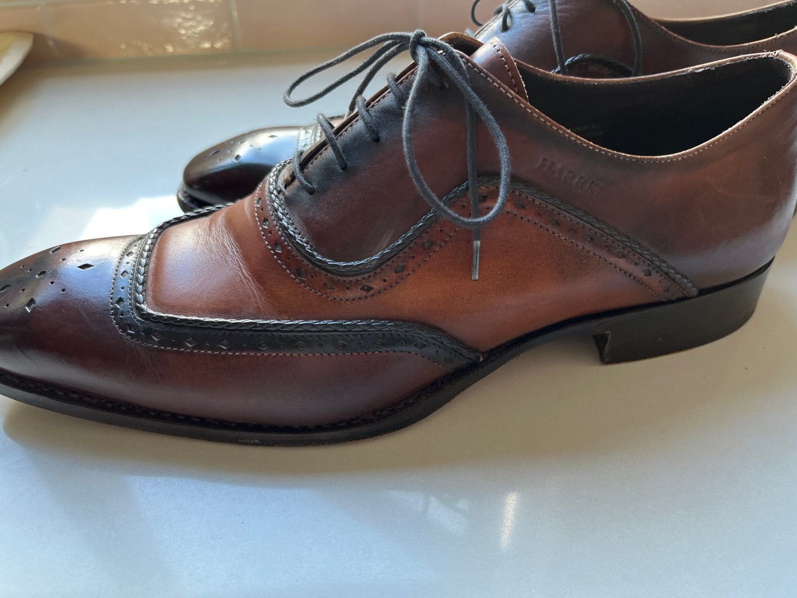 Harris Firenze Veterschoenen 8 1/2- Maat 42,5 - Bruin Leer, Ophalen of Verzenden, Gedragen, Bruin, Veterschoenen