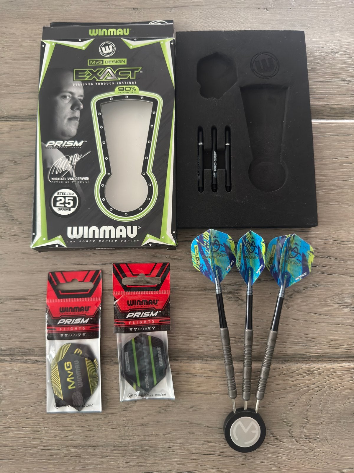 Winmau Michael van Gerwen Exact dartpijlen - 25 gram, Ophalen of Verzenden, Gebruikt, Pijlen