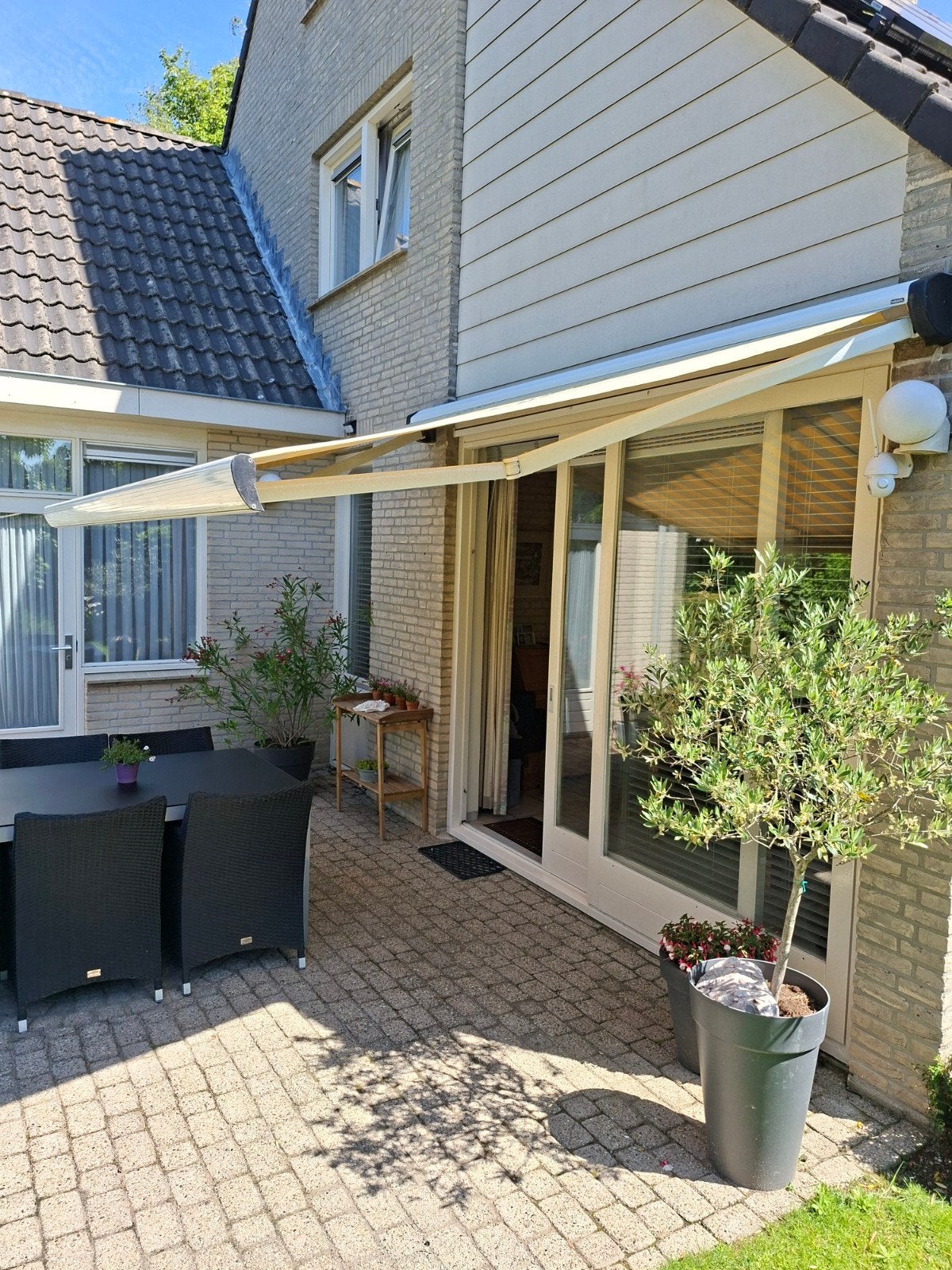 zonne scherm geel / grijs  gestreept, Ophalen of Verzenden