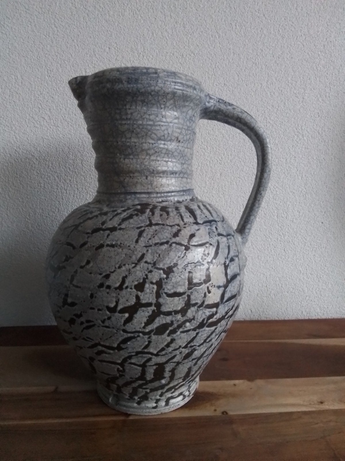 Vintage terra kin kan blauw grijs 40 cm hoog, Huis en Inrichting, Woonaccessoires | Vazen, Ophalen, Blauw