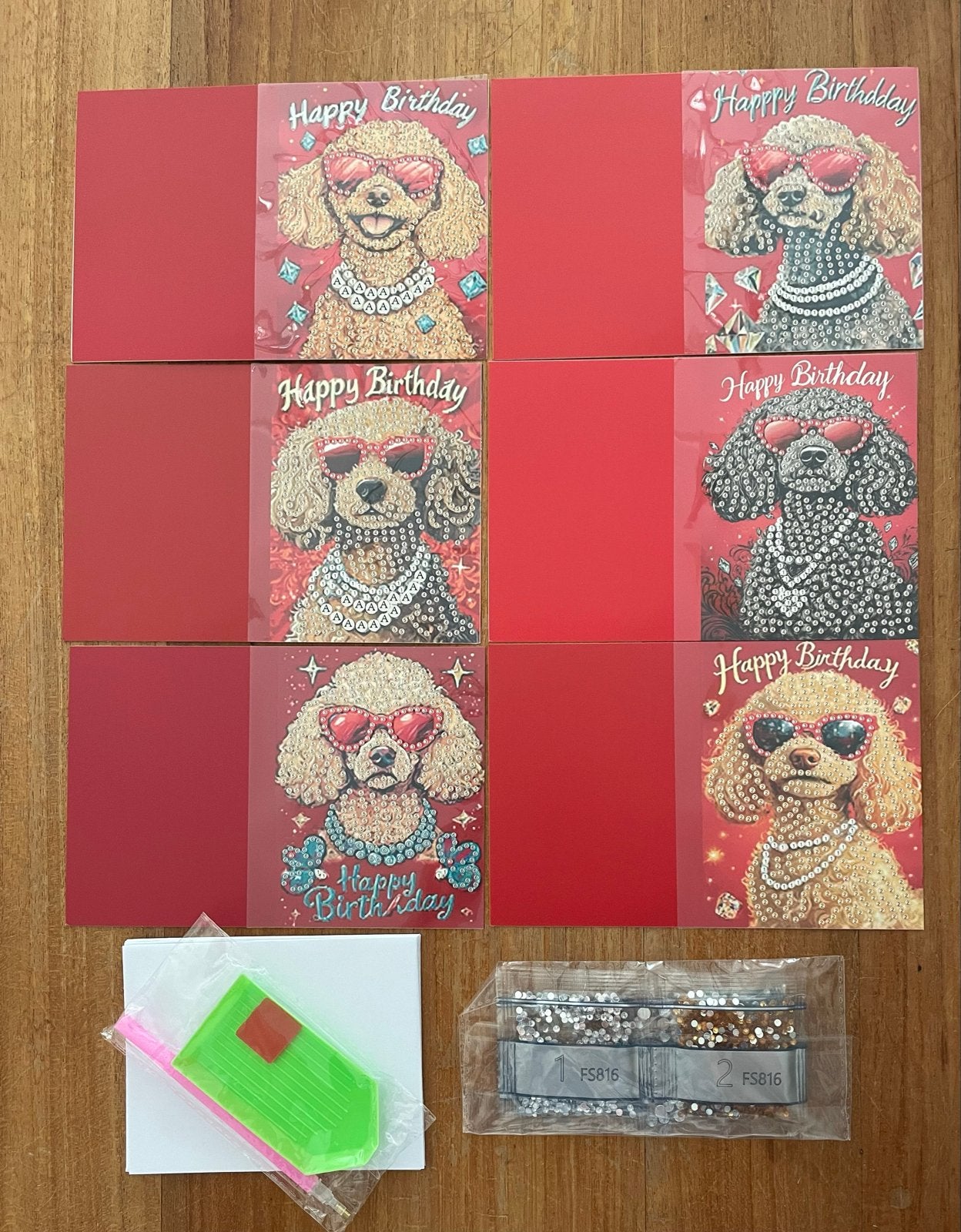 Diamond Painting Kaarten Kleine Honden met Ronde Steentjes, Nieuw, Meerkleurig, Ophalen of Verzenden, Papier of Karton