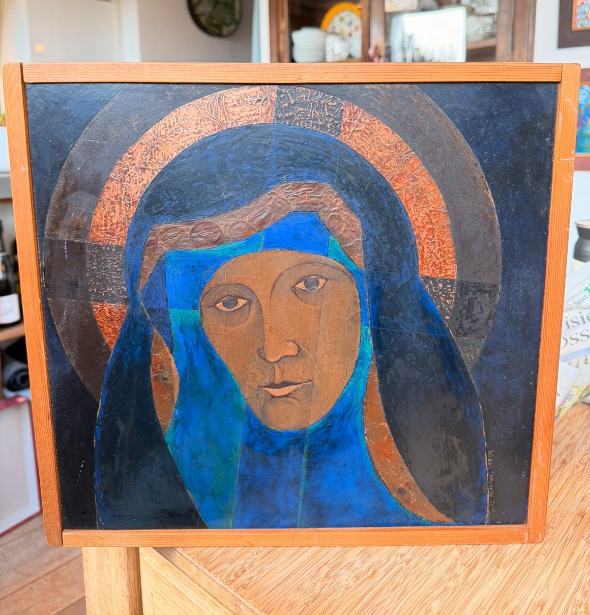 Prachtig en uniek Icoon/schilderij Maria 1977, Ophalen of Verzenden