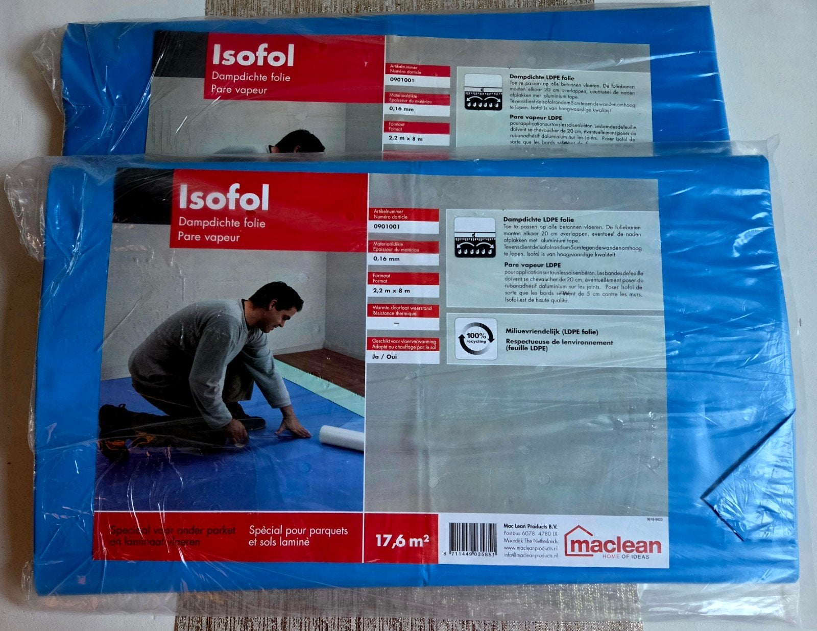 Isorol Dampdichte Folie voor Parket en Laminaat -2x 17.6 m², Doe-het-zelf en Verbouw, Ophalen of Verzenden, Nieuw, 15 m² of meer