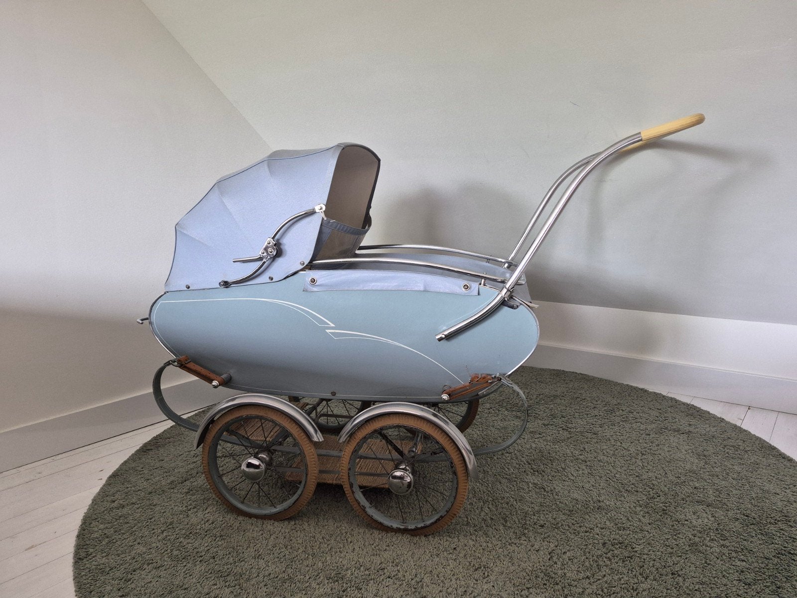 Vintage Van Werven Meppel Kinderwagen - Lichtblauw, Ophalen