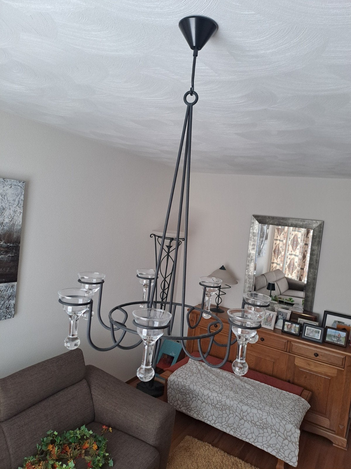 Hanglamp met glaasjes voor theelichtjes, Ophalen, Gebruikt, Glas, Overige fittingen