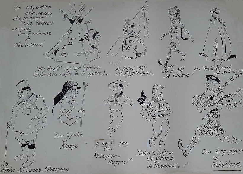 1937! Originele groot formaat tekeningen Jamboree in Holland, Ophalen, Gebruikt, Overige typen