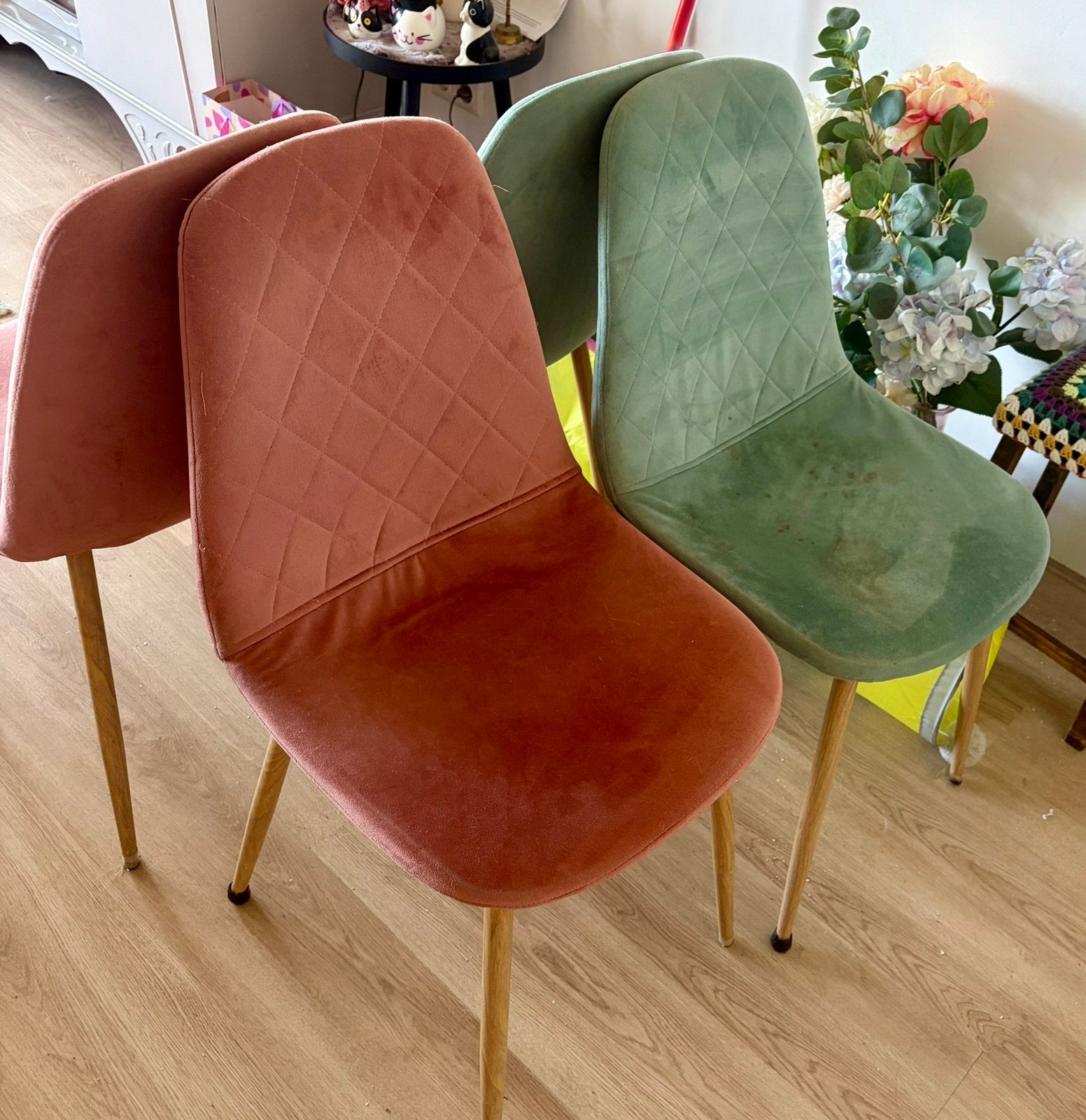 4 eettafel stoelen, Huis en Inrichting, Stoelen, Ophalen, Gebruikt, Overige kleuren, Vier