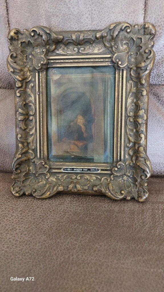 Schilderijtje Gerard Dou Pijprokende Man 22x18,5 cm., Antiek en Kunst, Doek, Portret of Personen, Ophalen of Verzenden, Olieverf
