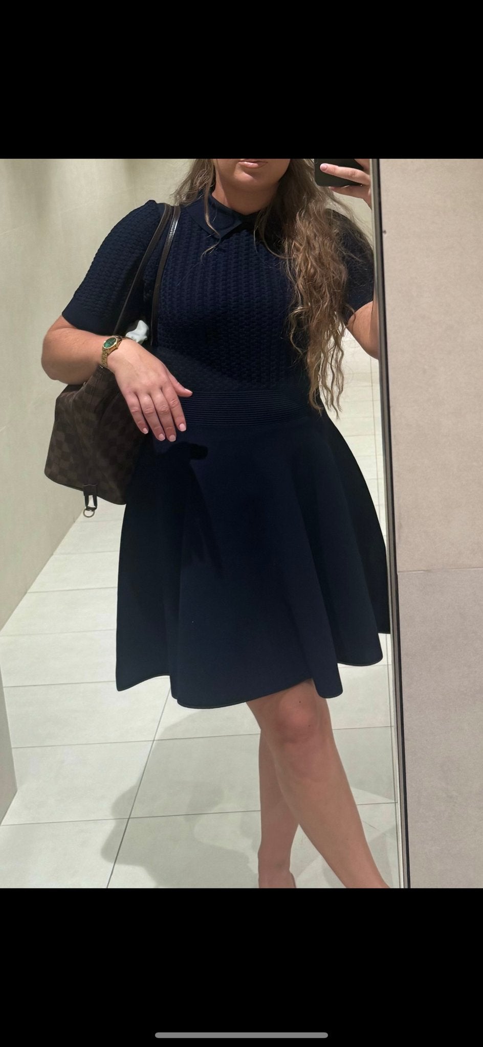 Ted Baker Jurk met Wijde Pof Zijde - Gekocht in Dubai, Kleding | Dames, Jurken, Maat 38/40 (M), Blauw, Ophalen of Verzenden, Gedragen