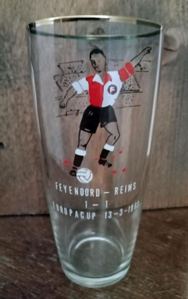 Origineel Feyenoord Europacup bierglas 1963, Ophalen of Verzenden, Zo goed als nieuw, Feyenoord