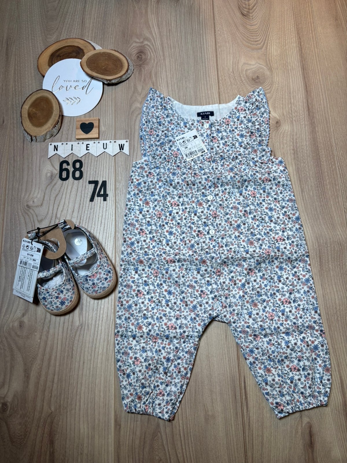 Baby meisje kiabi zomer setje boxpakje schoentjes maat 68/74, Kinderen en Baby's, Babykleding | Maat 68, Ophalen of Verzenden