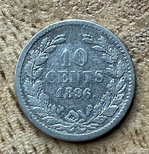 10 cent 1896 Wilhelmina, Ophalen, Zilver, 10 cent, Koningin Wilhelmina