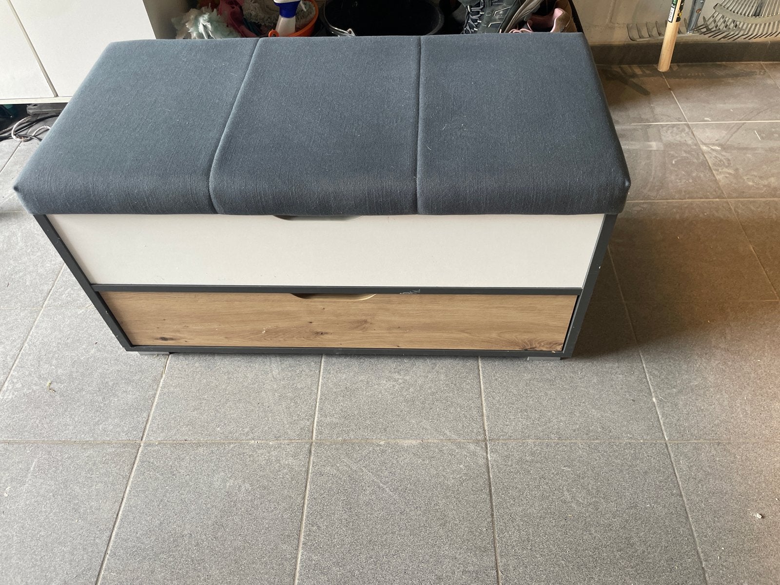 Opbergbankje met lade en gestoffeerde zitting, Ophalen, Gebruikt, Minder dan 50 cm, 75 tot 100 cm