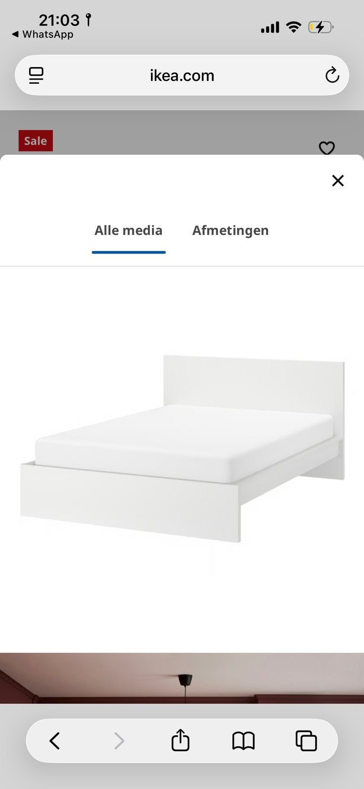 Wit IKEA MALM bed, Ophalen, Wit, Tweepersoons, Zo goed als nieuw
