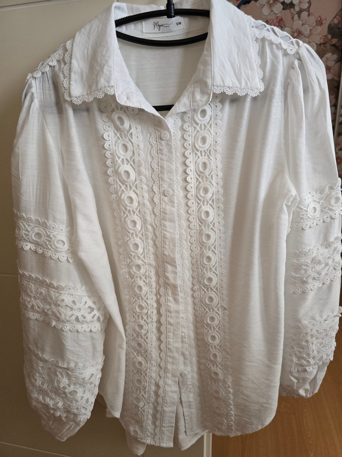 Maje blouse, 1x gedragen, smetteloos wit, S/M, Kleding | Dames, Ophalen of Verzenden, Zo goed als nieuw, Wit