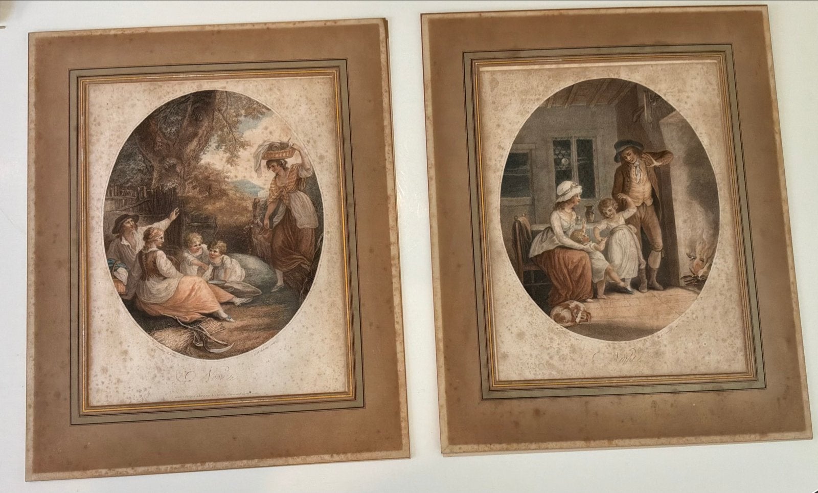 Antieke stippengravures J.M. Delattre / W. Hamilton (1790), Antiek en Kunst, Dagelijks leven, Ophalen of Verzenden, Gravure, Origineel