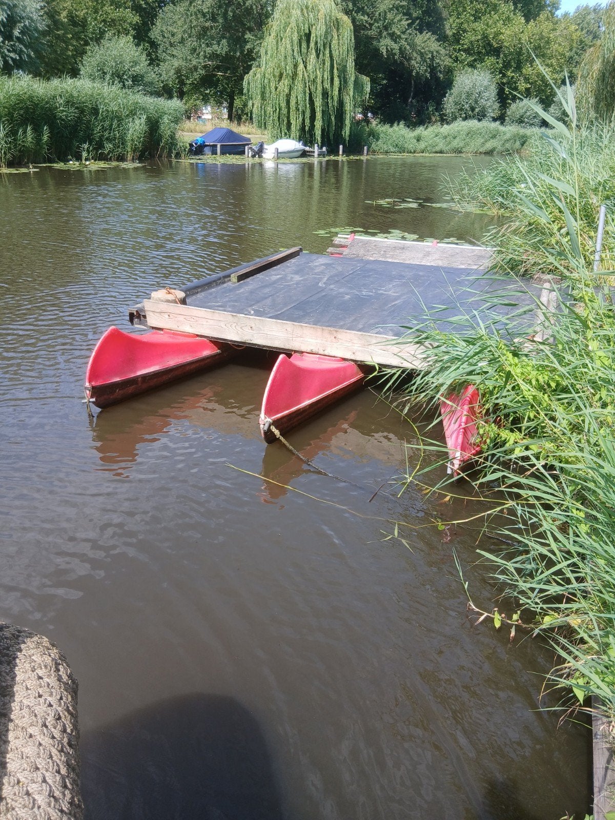 Trimaran vlot 3x5m met 3x3m plateau - onzinkbaar, Ophalen
