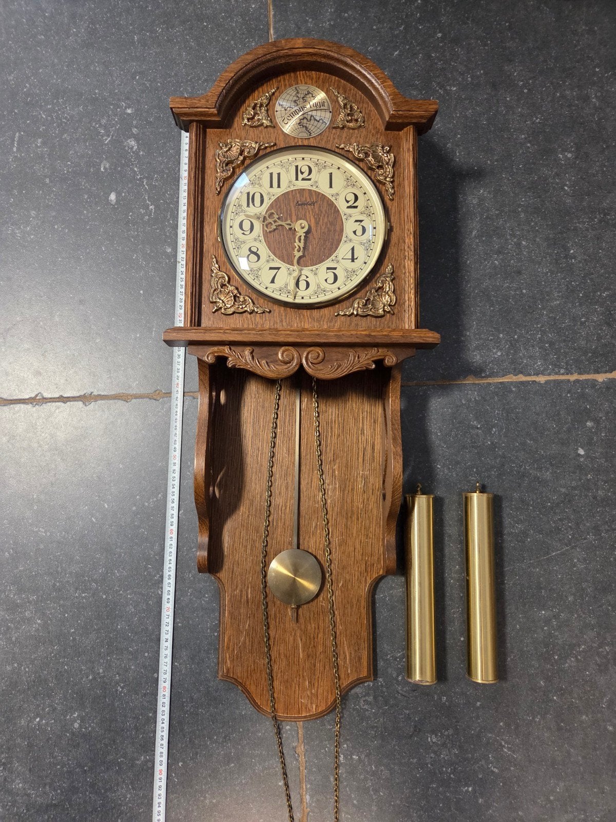 Antieke Eurobell wandklok met slinger en gewichten, Ophalen