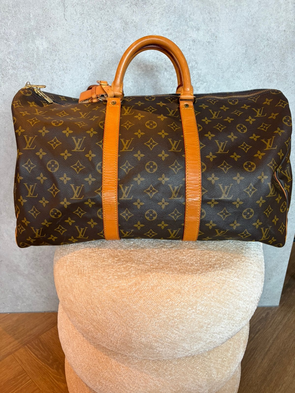 Vintage Keepall 50, 40 tot 60 cm, 30 cm of meer, Gebruikt, Bruin