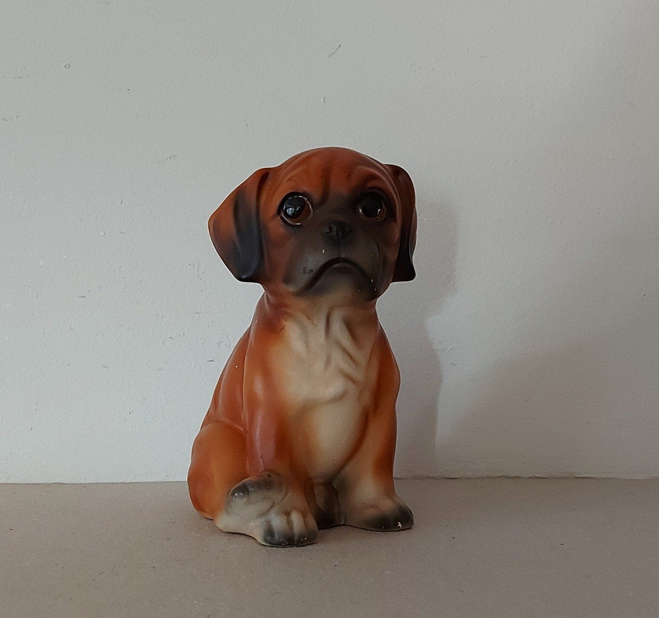 Vintage porseleinen beeldje puppy boxer hond, Ophalen of Verzenden, Gebruikt, Dier