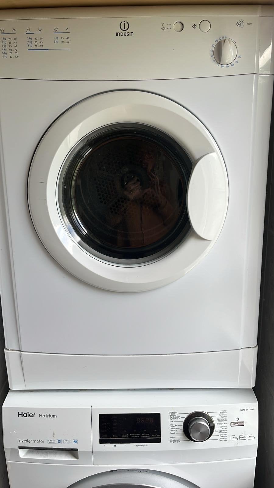 Indesit Droger - 6 kg inhoud, Witgoed en Apparatuur, Wasdrogers, Ophalen, 6 tot 8 kg, Gebruikt, Luchtafvoer