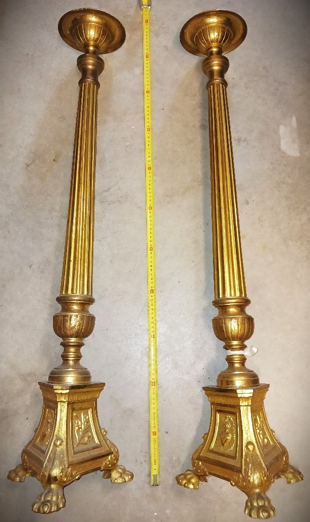 2 kerkkandelaars messing hoogte 110 cm, Ophalen of Verzenden, Koper of Brons