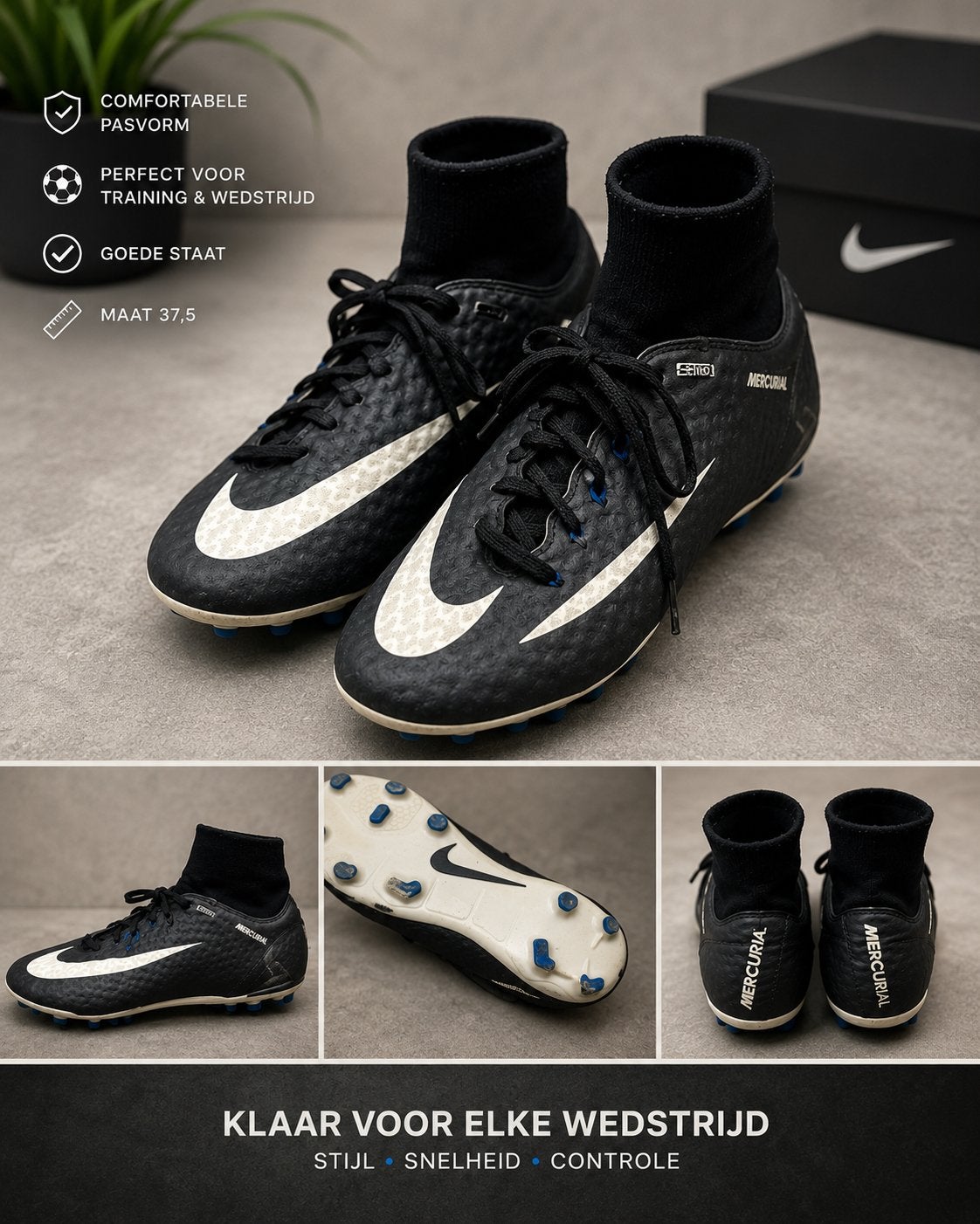 Nike Mercurial Voetbalschoenen - Maat 37,5, Ophalen of Verzenden, Zo goed als nieuw, Schoenen