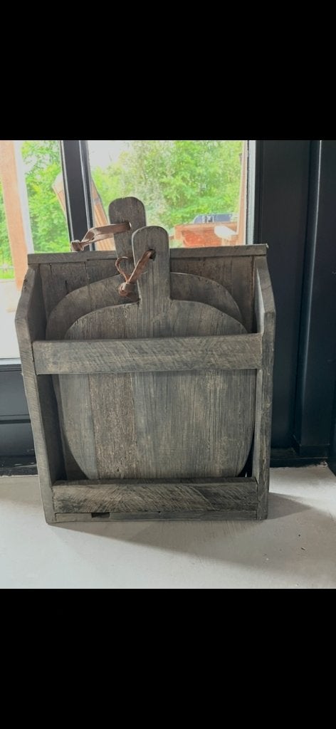2 stoere sober houten planken in houder broodplank l, Hout, Nieuw, Ophalen of Verzenden, Landelijk