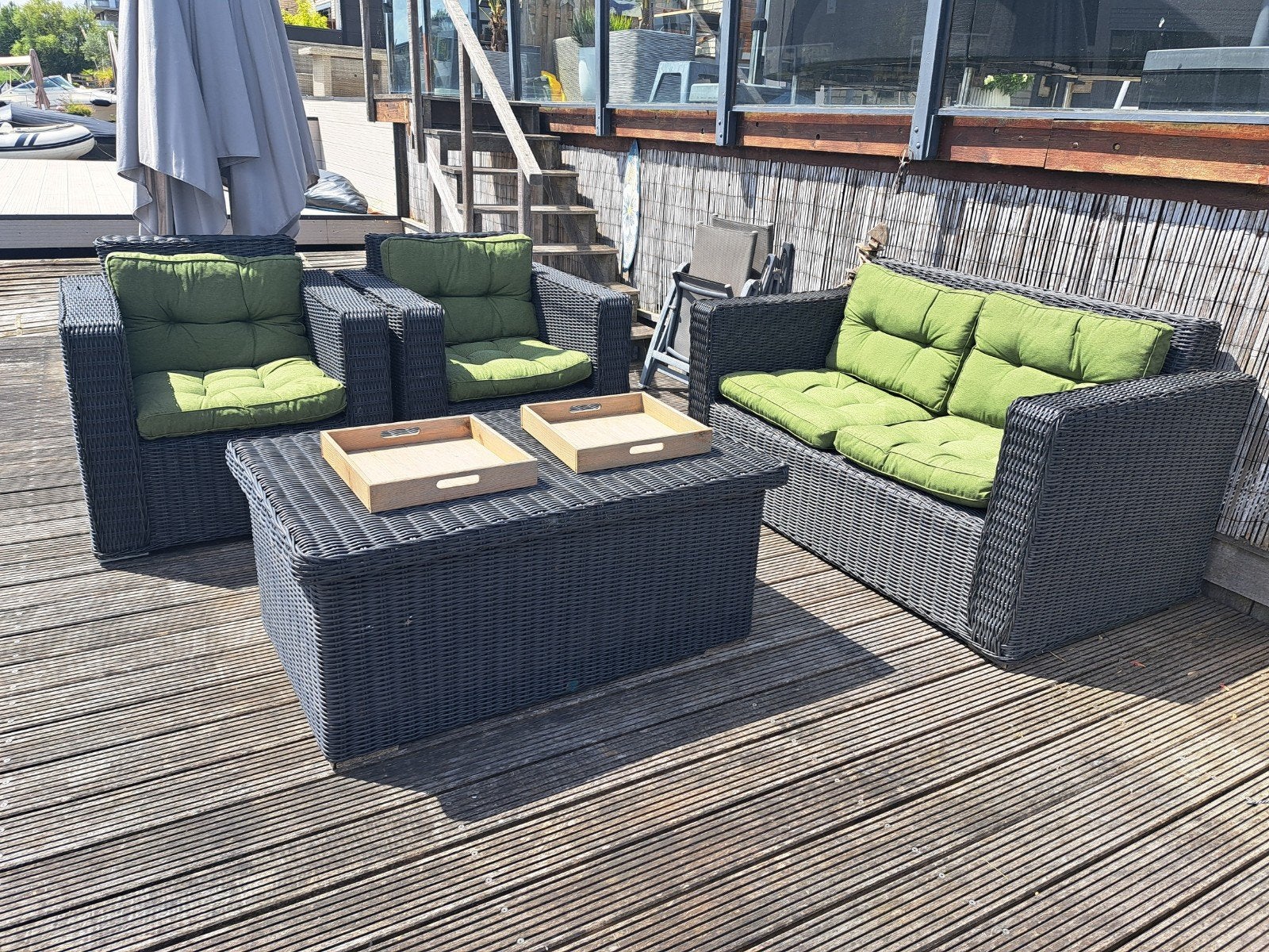 Tuinset; 2stoelen, bank en tafel/ opbergbox., Ophalen, 4 zitplaatsen, Kunststof, Gebruikt