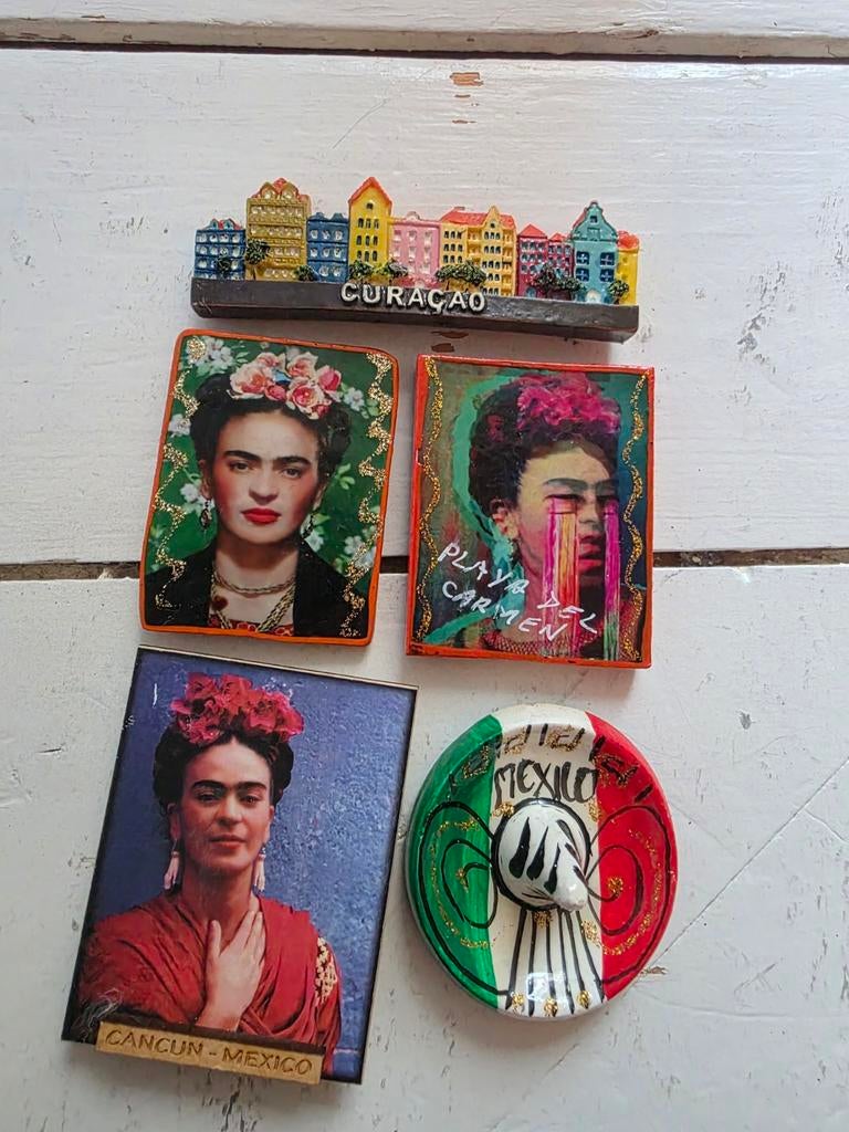 Koelkast magneten Frida Kahlo, Mexico en Curaçao, Verzamelen, Ophalen of Verzenden