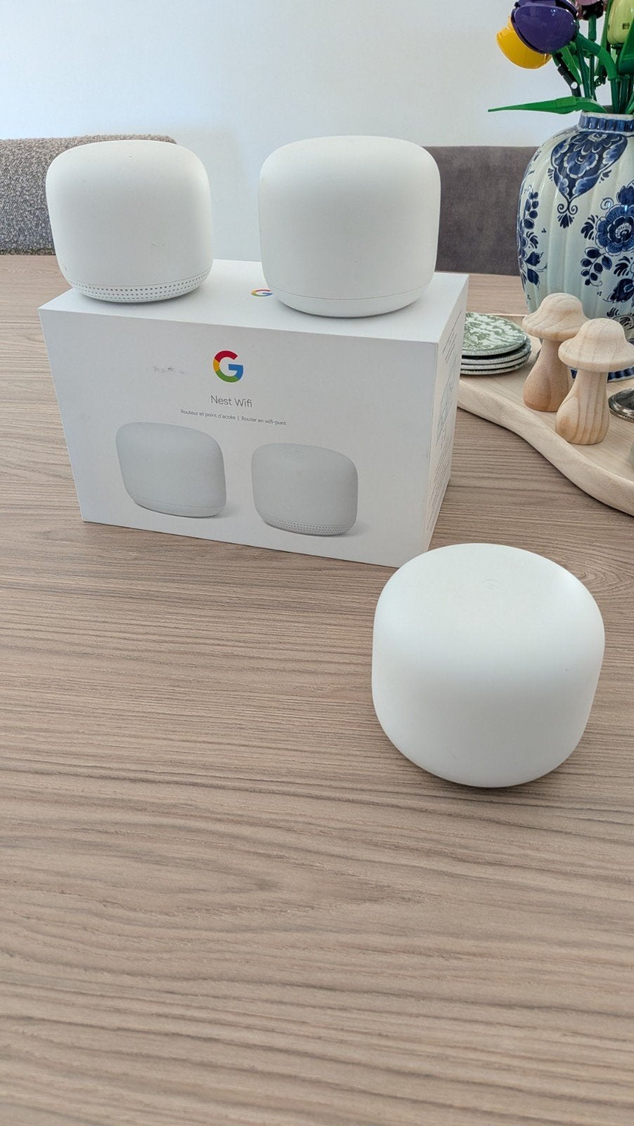 Google Nest Wifi Mesh Systeem (2 Routers + 1 Access Point), Ophalen of Verzenden, Gebruikt, Router, Google Nest