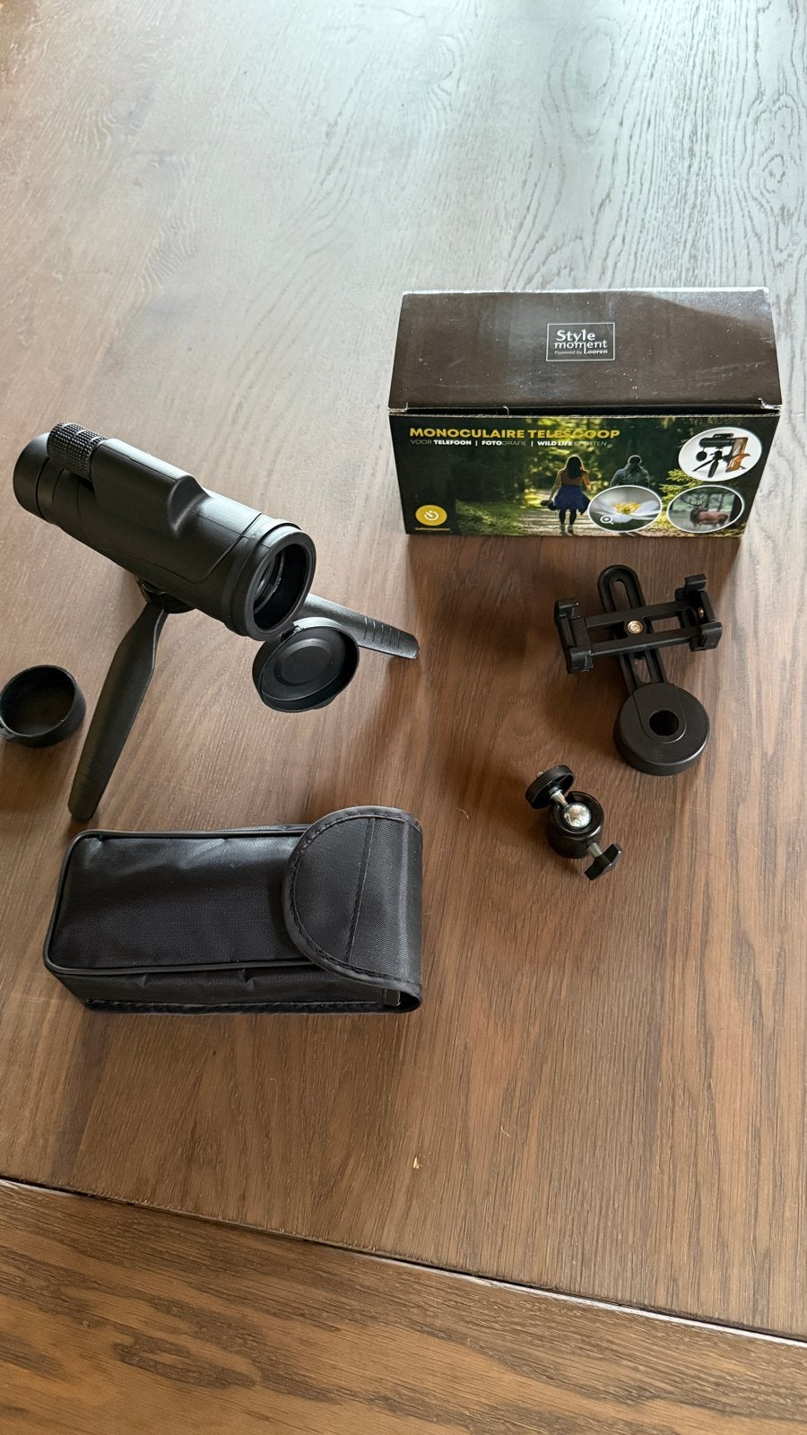 Monoculaire telescoop met statief en telefoonhouder, Audio, Tv en Foto, Optische apparatuur | Telescopen, Onderdelen of Toebehoren