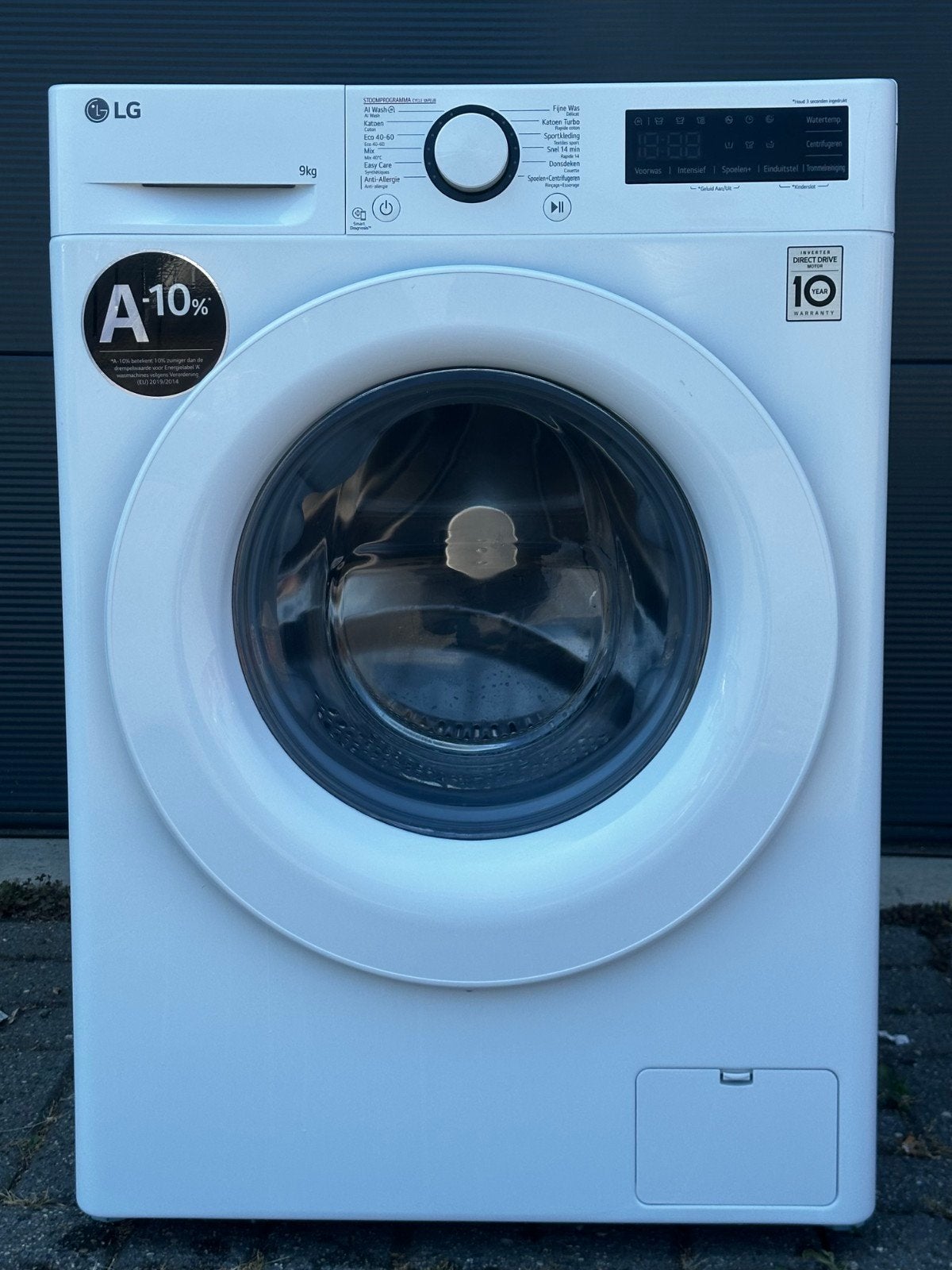 LG Wasmachine 9KG A+++ Direct Drive AI Stoom Anti-Allergeen, 1200 tot 1600 toeren, 8 tot 10 kg, Ophalen of Verzenden, Zo goed als nieuw