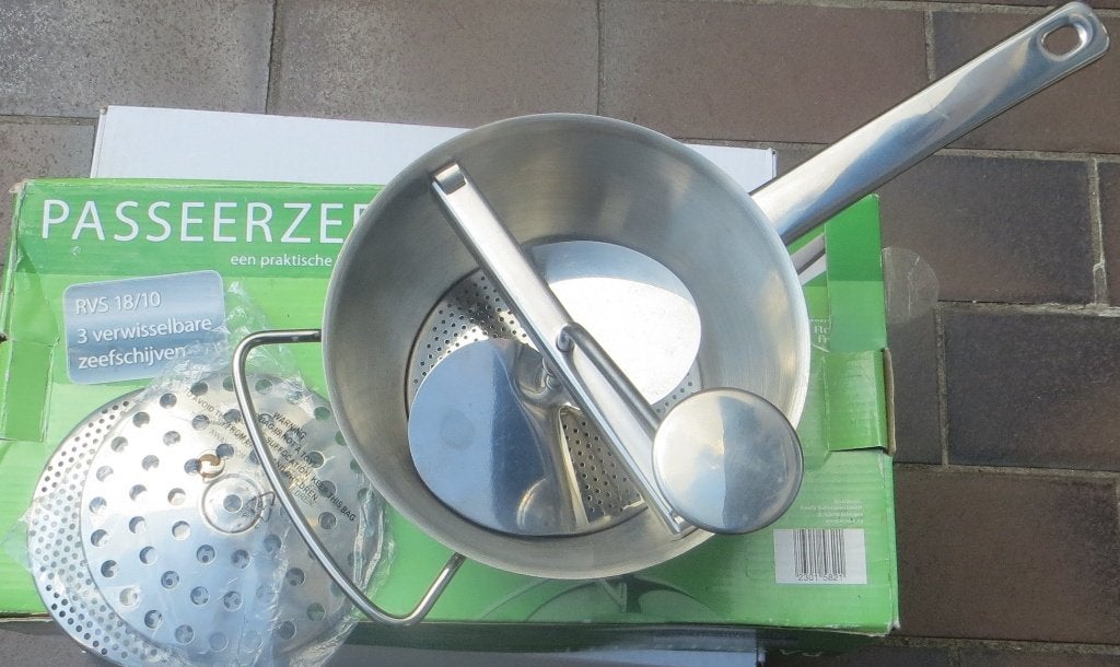 Appelmoes zeef met 3 schijven roestvrijstaal nieuw, Overige typen, Ophalen, Nieuw, Overige materialen