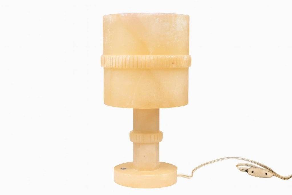 Vintage stenen tafellamp crème, Huis en Inrichting, Gebruikt, Vintage, 29 cm, Sfeerlamp
