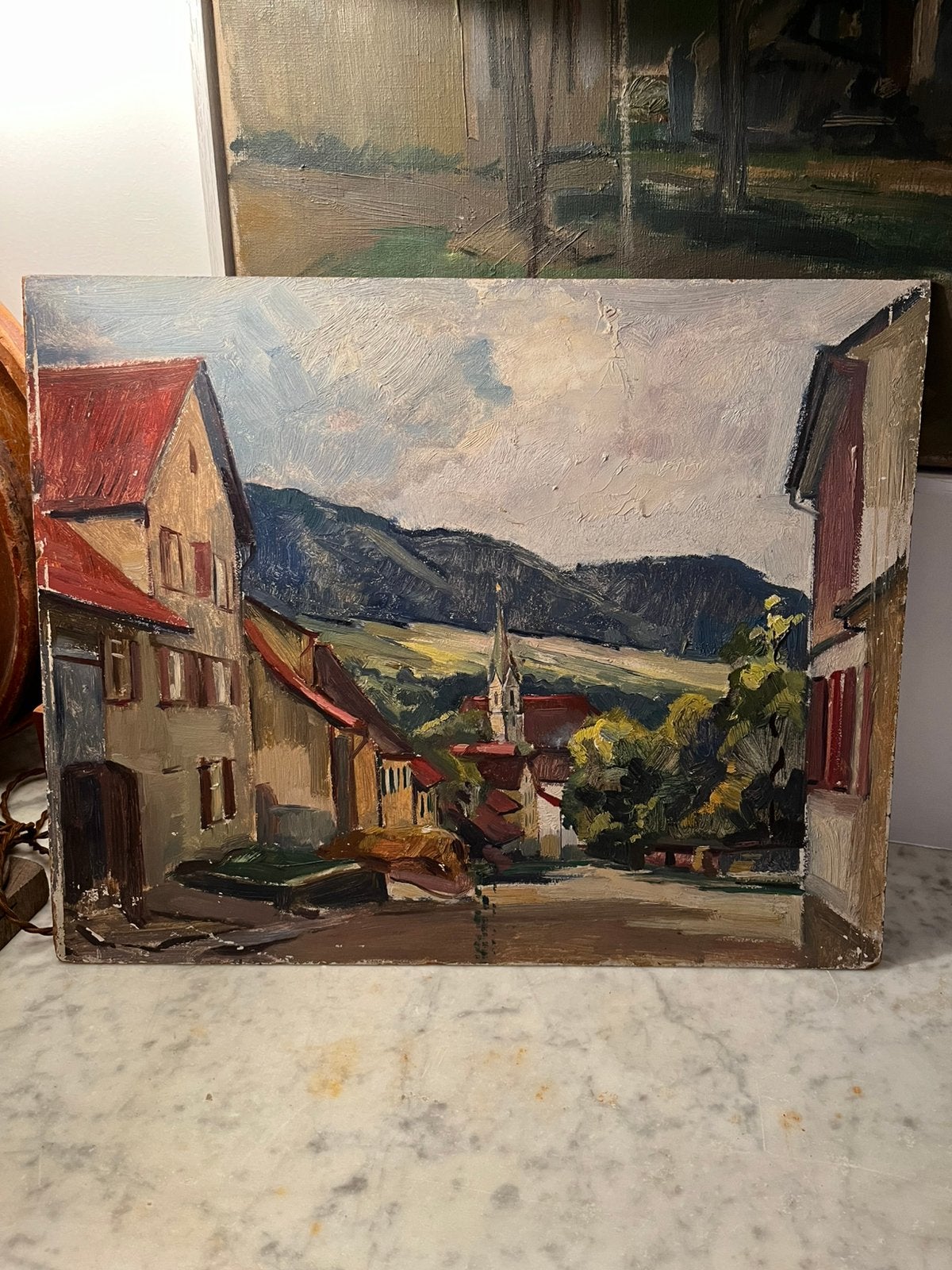 KUNST SCHILDERIJ LANDSCHAP OLIEVERF, Ophalen of Verzenden