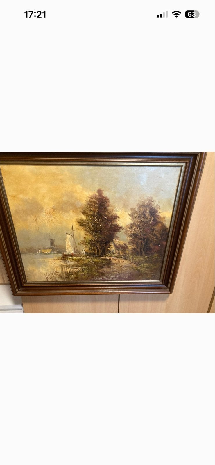Klassiek Hollands Landschap Olieverf Schilderij Gesigneerd, Antiek en Kunst, Ophalen, Doek, Gesigneerd, Landschap
