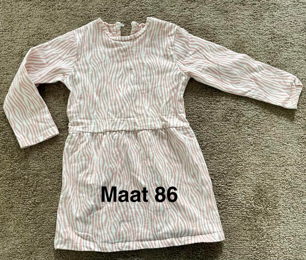 Roze met witte jurk Zebraprint Maat 86 Zara, Ophalen of Verzenden, Zo goed als nieuw, Meisje, Jurkje of Rokje